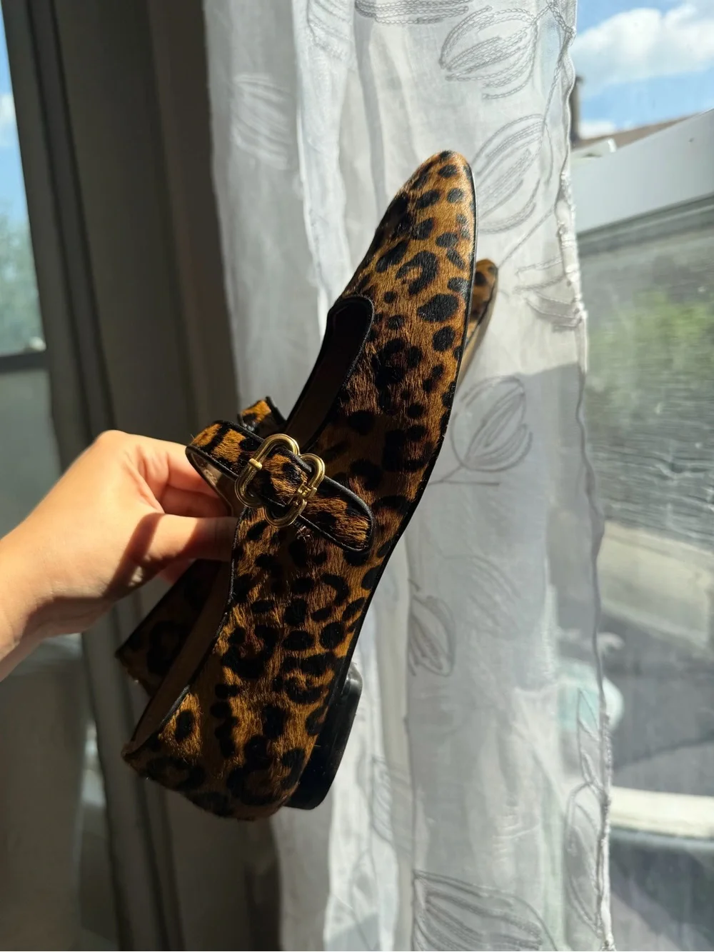 Sam Edelman Leopard Print Mary Jane Flats - Brown/Black
